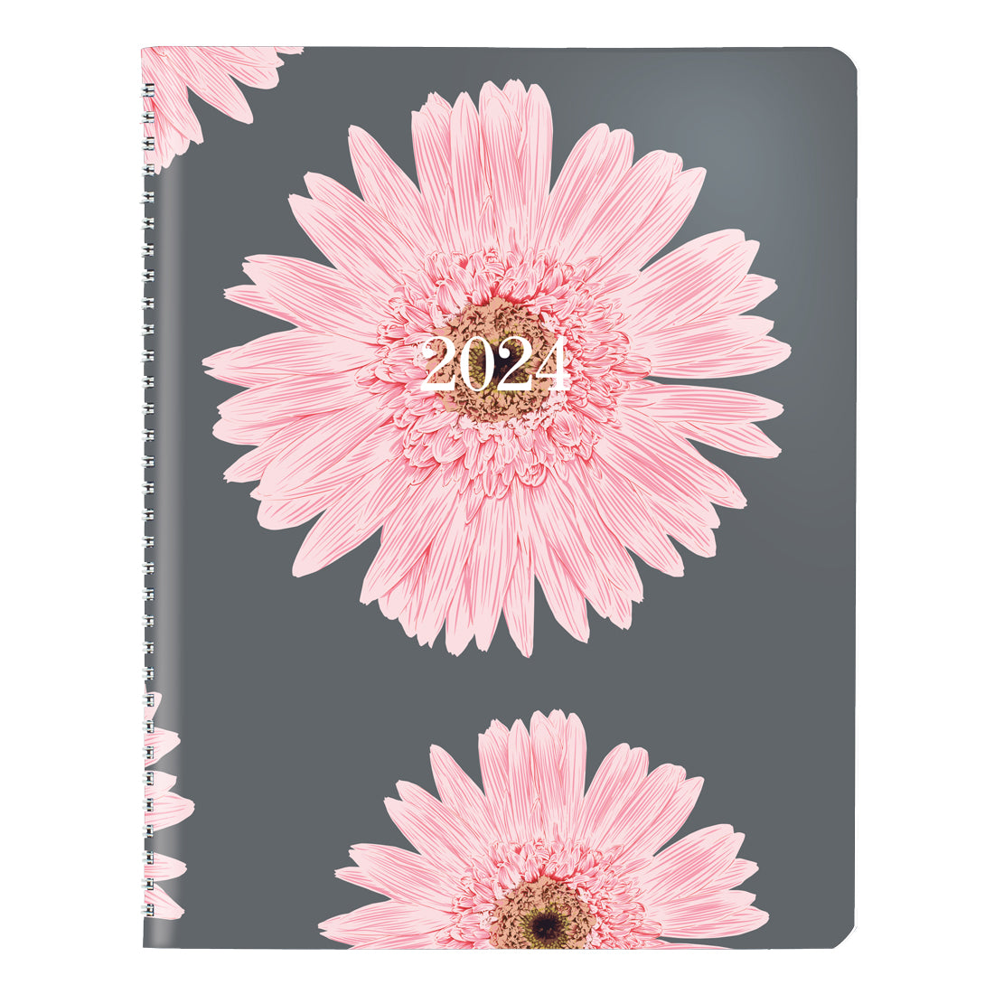 Pink Ribbon Monthly Planner 2024, Bilingual, Pink Daisy Design