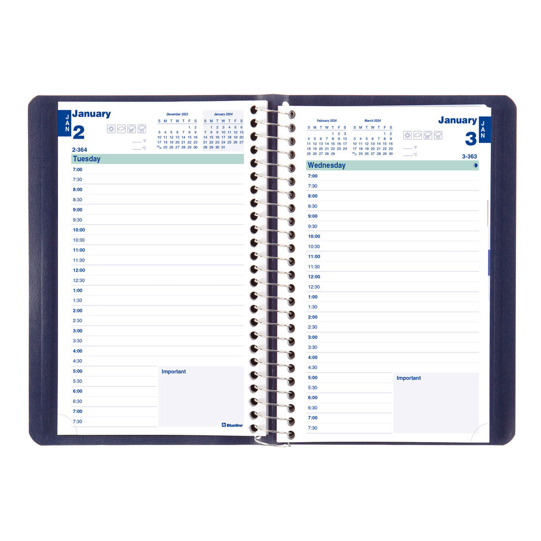 Essential Daily Planner 2024, English Blue#colour_blue
