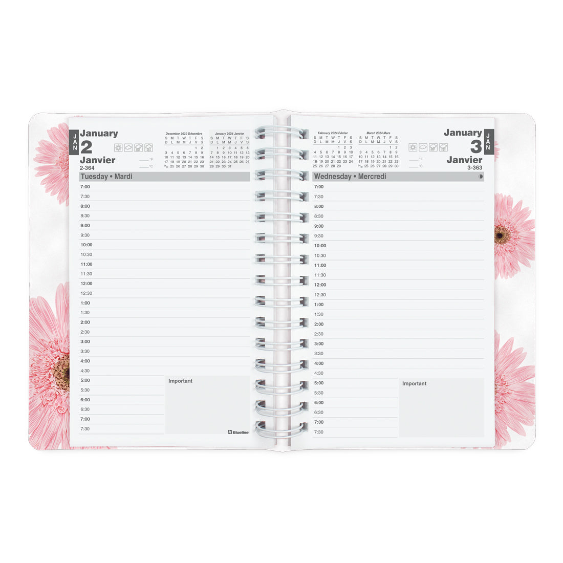 Essential Pink Ribbon Daily Planner 2024, Bilingual, Pink - C1504W.95BT