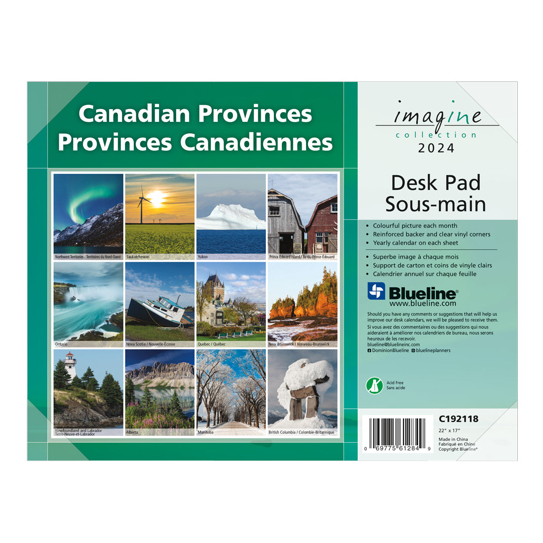 Imagine Collection Monthly Desk Pad 2024, Bilingual, Canadian provinces