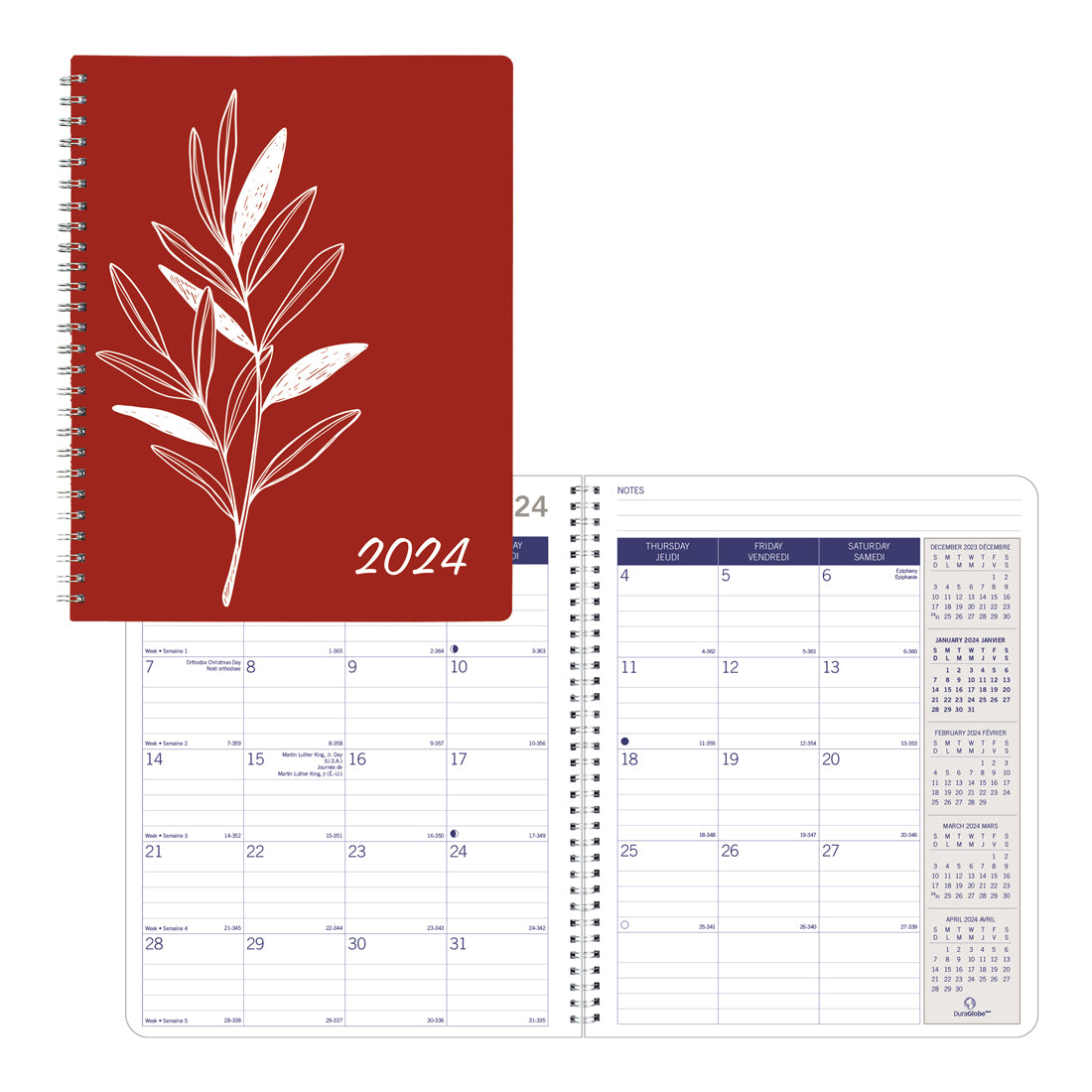 DuraGlobe™ Monthly Planner 2024, Bilingual, Joyful - C230.F83BT