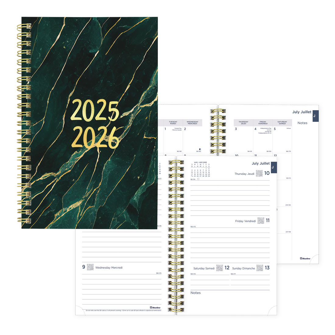 Agenda Scolaire 2025-2026 WallDeca - Juillet 2025 à Juin 2026, 20,3 X 15,2 Cm, Reliure Spirale, Onglets