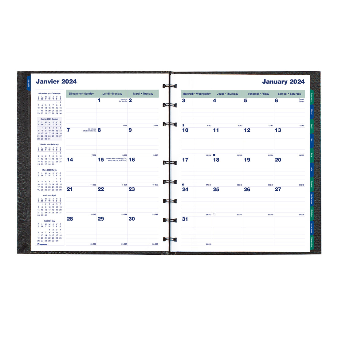 MiracleBind™/CoilPro Monthly Planner 2024, Bilingual, Black - CF1200C.81B