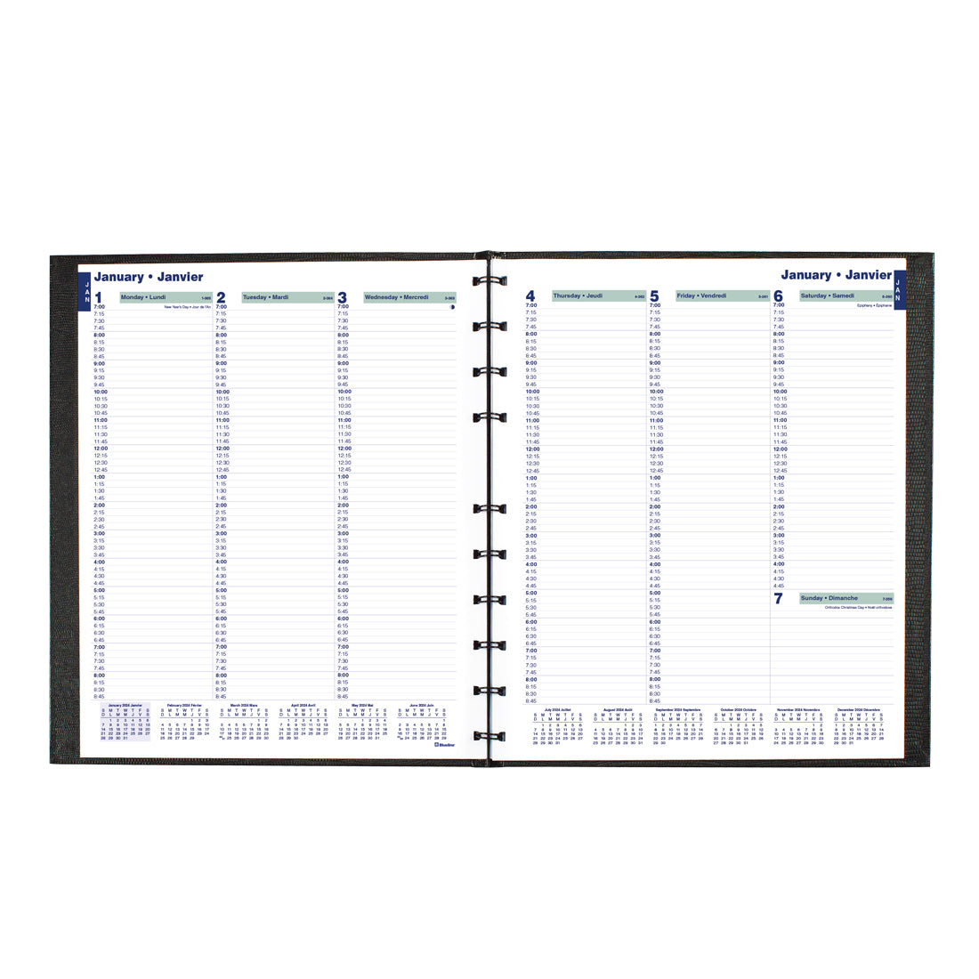 MiracleBind™/CoilPro Weekly Planner 2024, Bilingual, Black