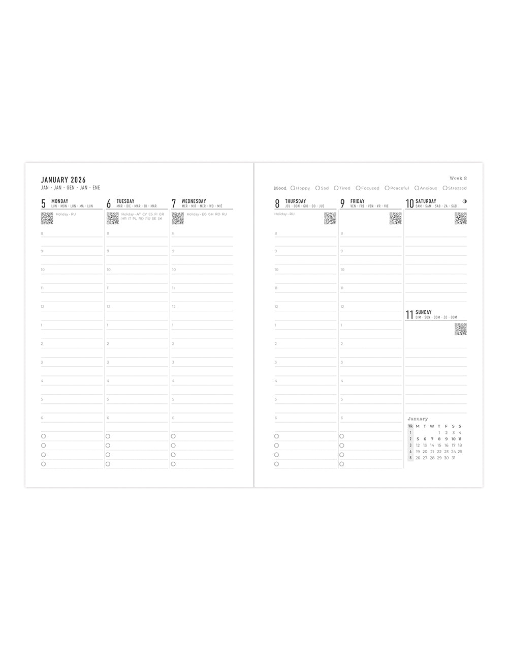 Letts of London Milano A5 Vertical Week to View Planner with Appointments 2026 - 26-CT03XUBK #colour_black