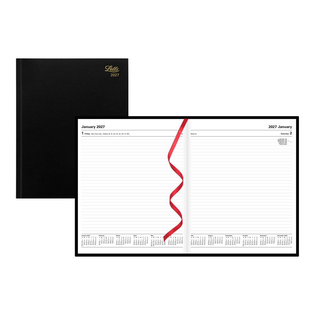 Letts Quarto Daily Planner, Standard, 2027 Black 27-C10YBK 27-C10YBK #colour_black