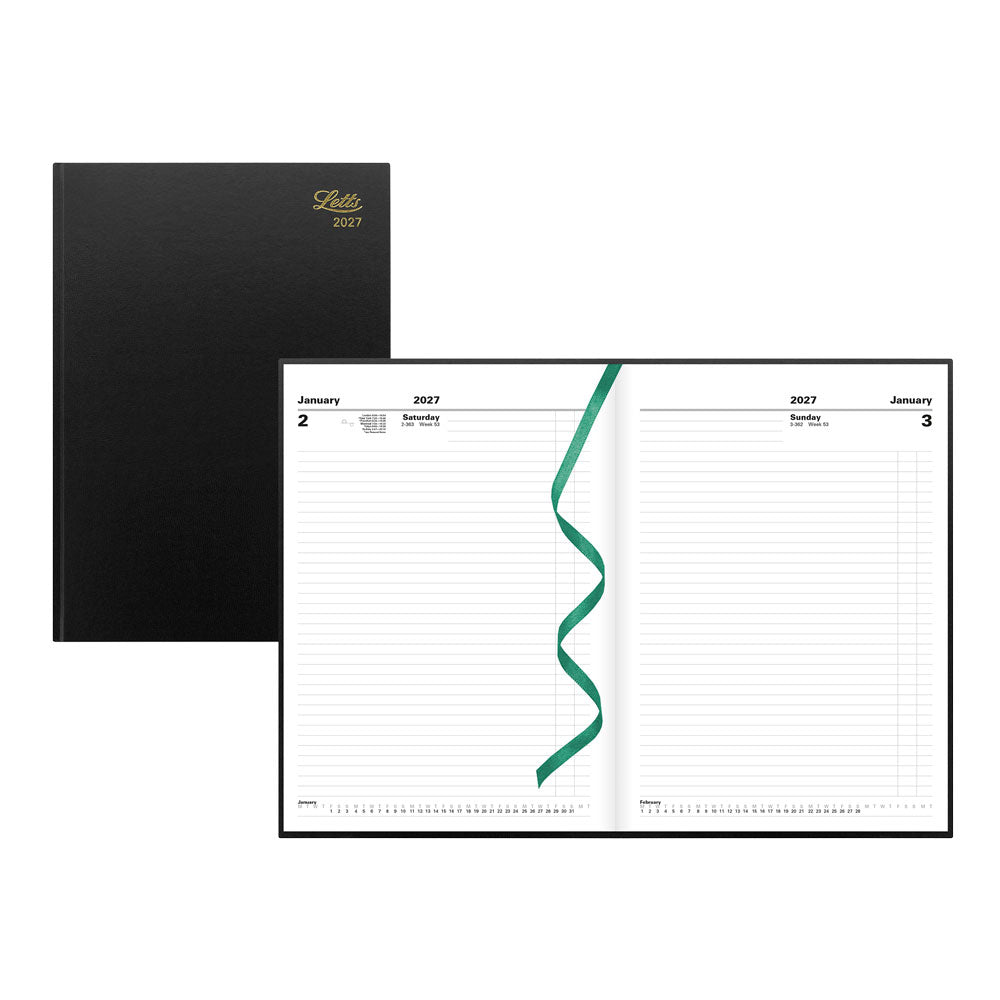 Letts A4 Daily Planner, Standard, English, 2027 27-C10ZBK #colour_black