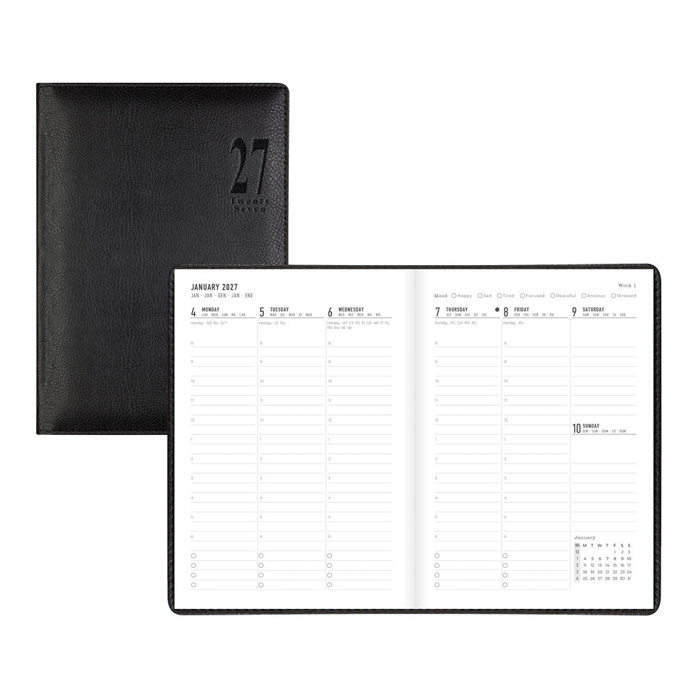 Letts A5 Weekly Appointment Book, Milano, English, 2027 27-CTO3XUBK #colour_black