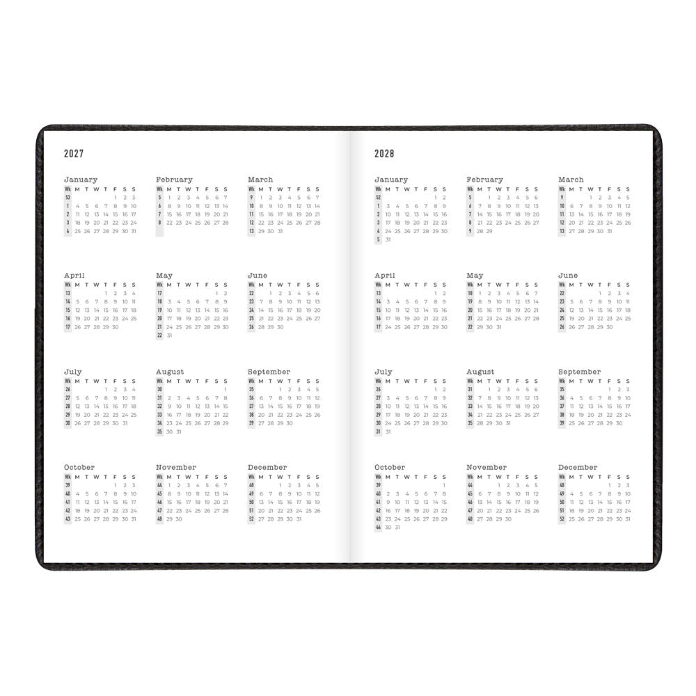 Letts A5 Weekly Appointment Book, Milano, English, 2027 27-CTO3XUBK #colour_black