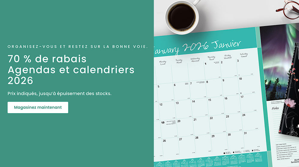 70 % de rabais agendas et calendriers 2026