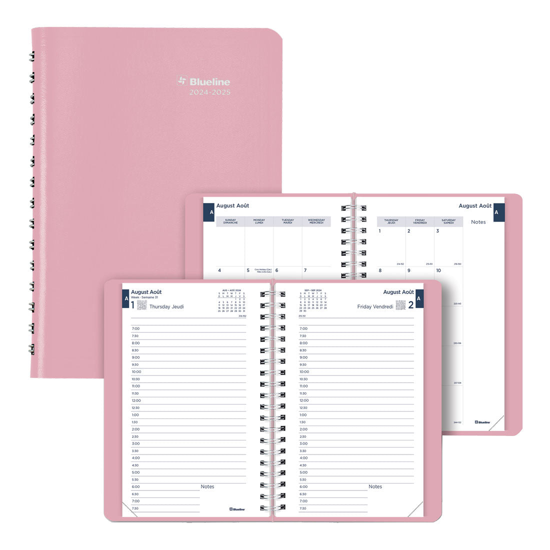 Academic Daily Planner 2024-2025, Bilingual, CA201F#colour_soft-pink