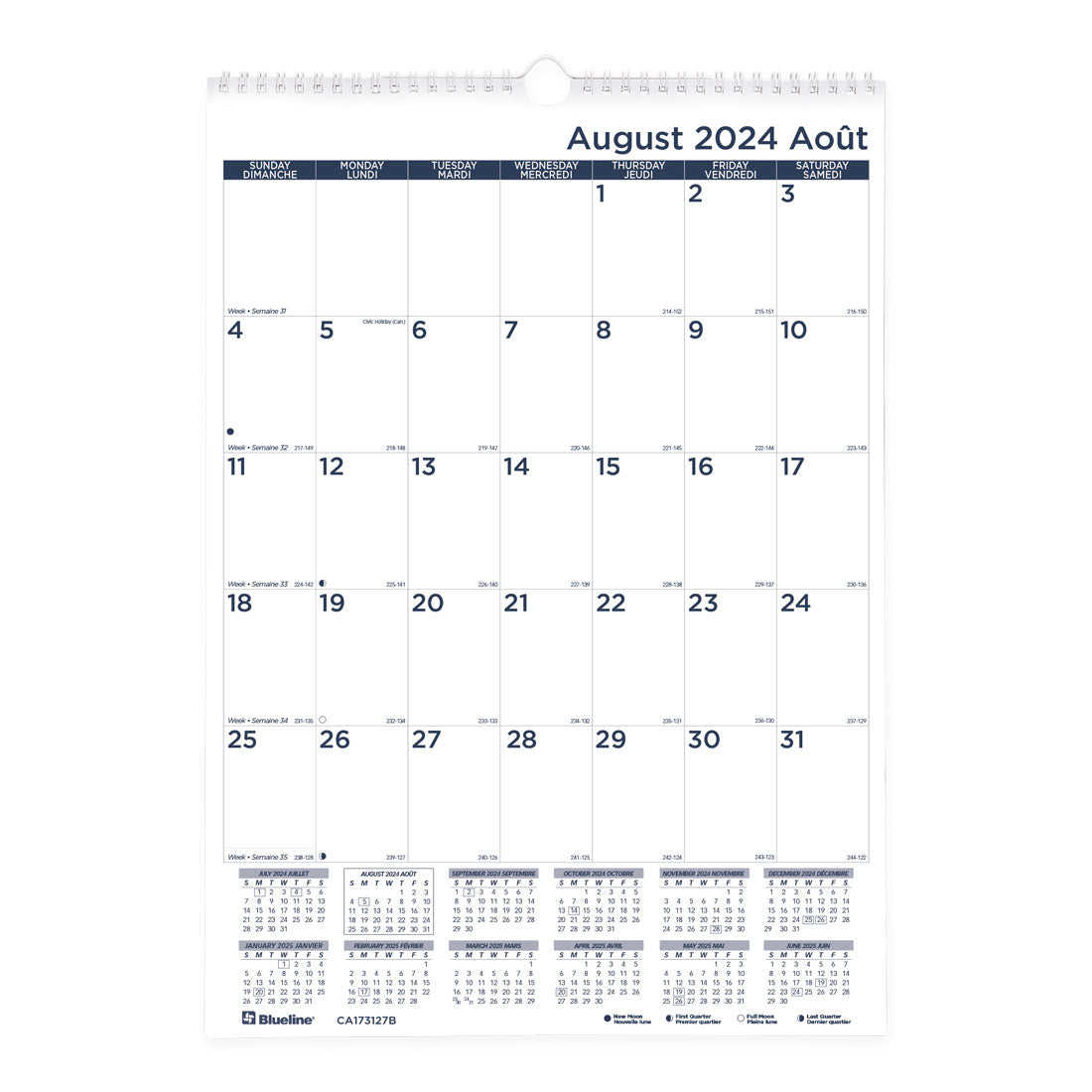 Academic Wall Calendar 2024-2025, Bilingual, CA173127B
