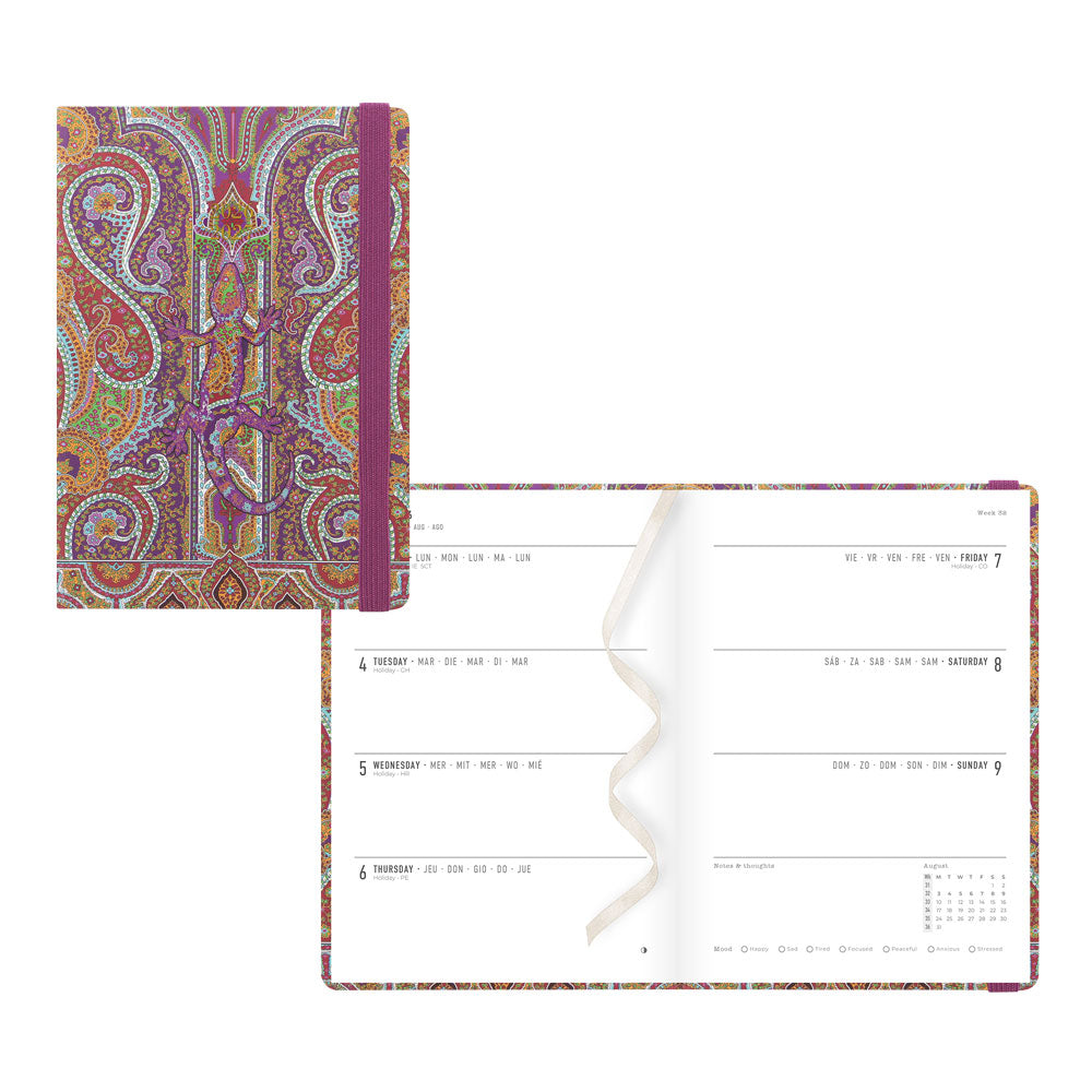 Paisley Academic Weekly Planner, A6, 2026 - 2027 - Multilingual 27-030850 #colour_salamander