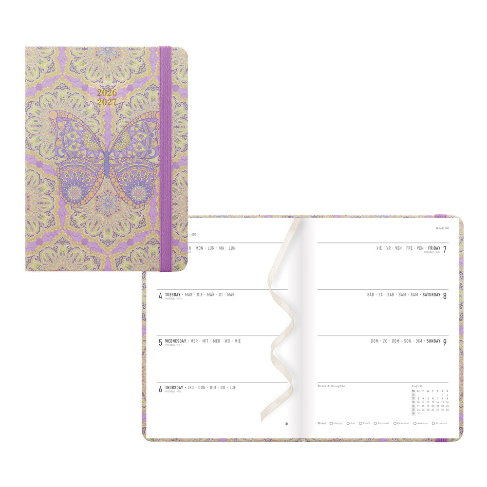 Paisley Academic Weekly Planner, A6, 2026 - 2027 - Multilingual 27-030851 #colour_butterfly