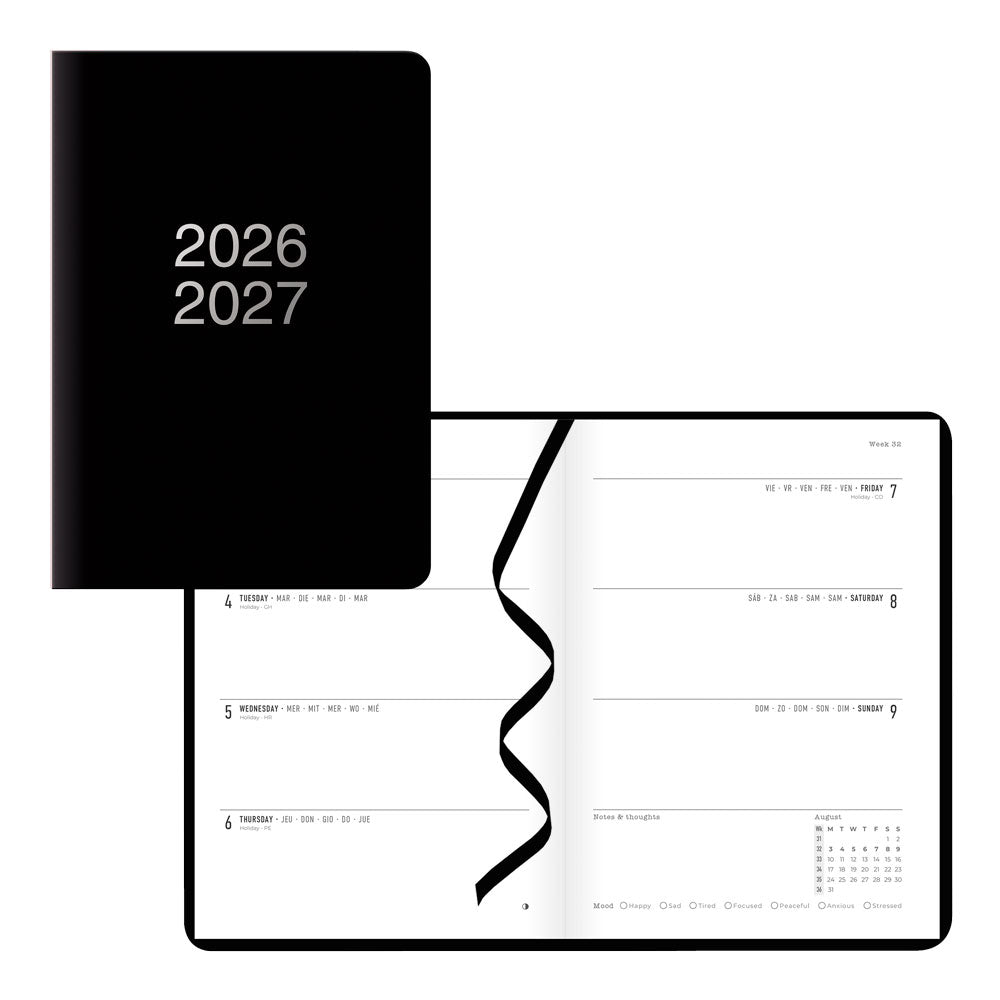 Dazzle Academic Weekly Planner, A5, 2026 - 2027 - Multilingual 27-031117 #colour_black
