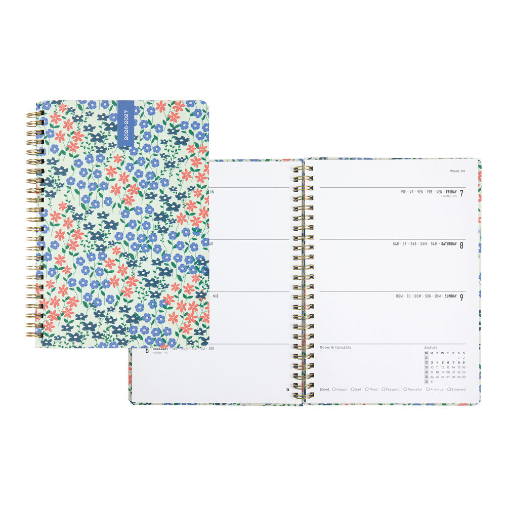Spring Valley Academic Weekly Planner, A5, 2026 - 2027 - Multilingual 27-031799 #colour_spring-valley-mint