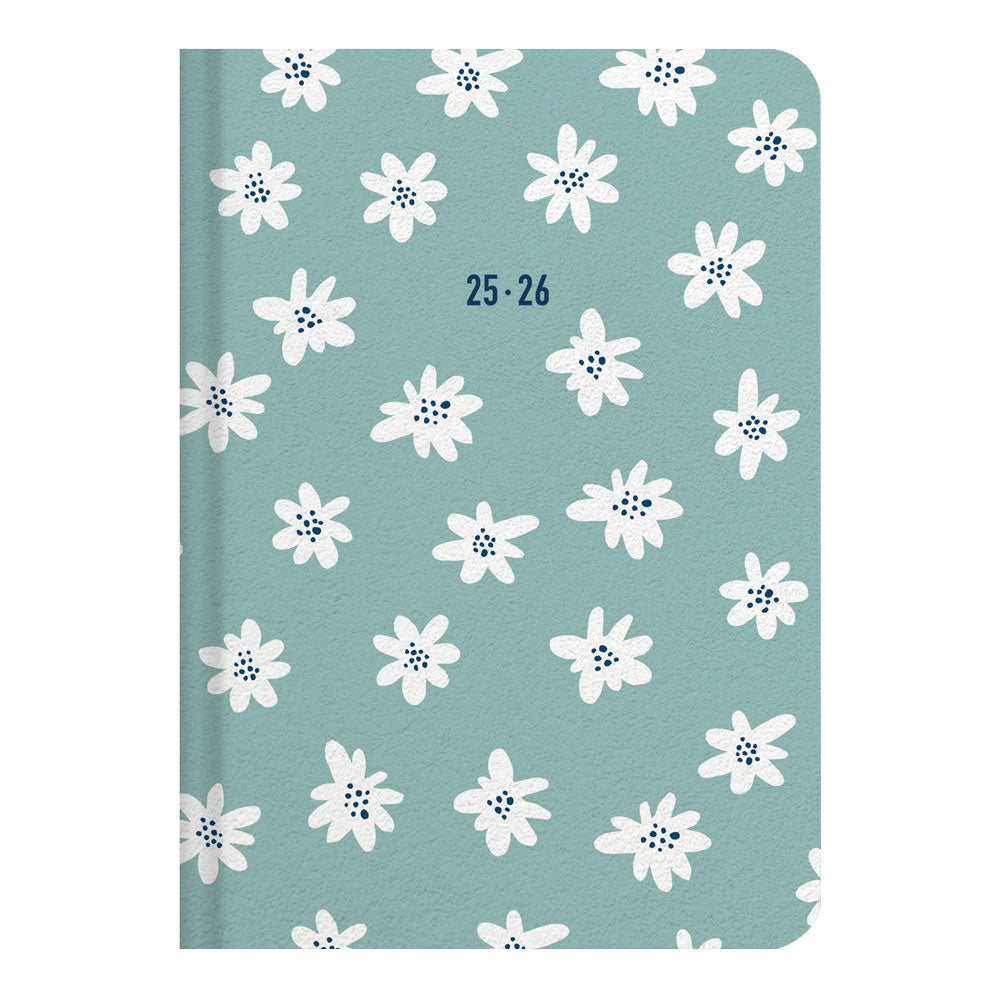 Daisies Academic Weekly Planner, A6, 2026 - 2027 - Multilingual 27-031869 #colour_daisies-mint