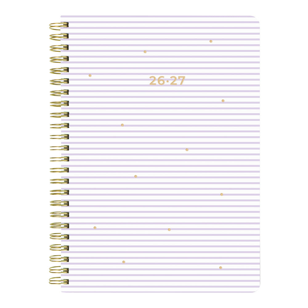 Stripes Academic Weekly Planner, A5, 2026 - 2027 - Multilingual 27-031876 #colour_stripes-lilac