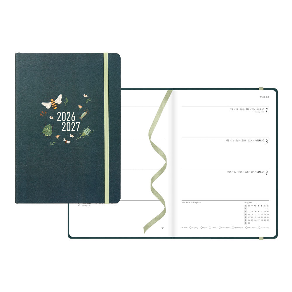 Bumblebee Academic Weekly Planner, A5, 2026 - 2027 - Multilingual 27-031907 #colour_bumblebee-forest