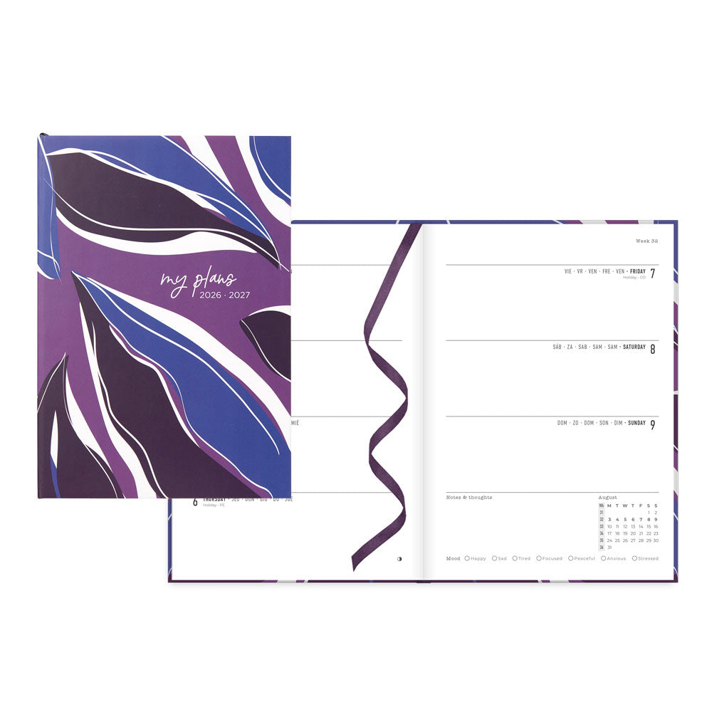 Botanics Academic Weekly Planner, A5, 2026 - 2027 - Multilingual 27-031919 #colour_botanics-plum