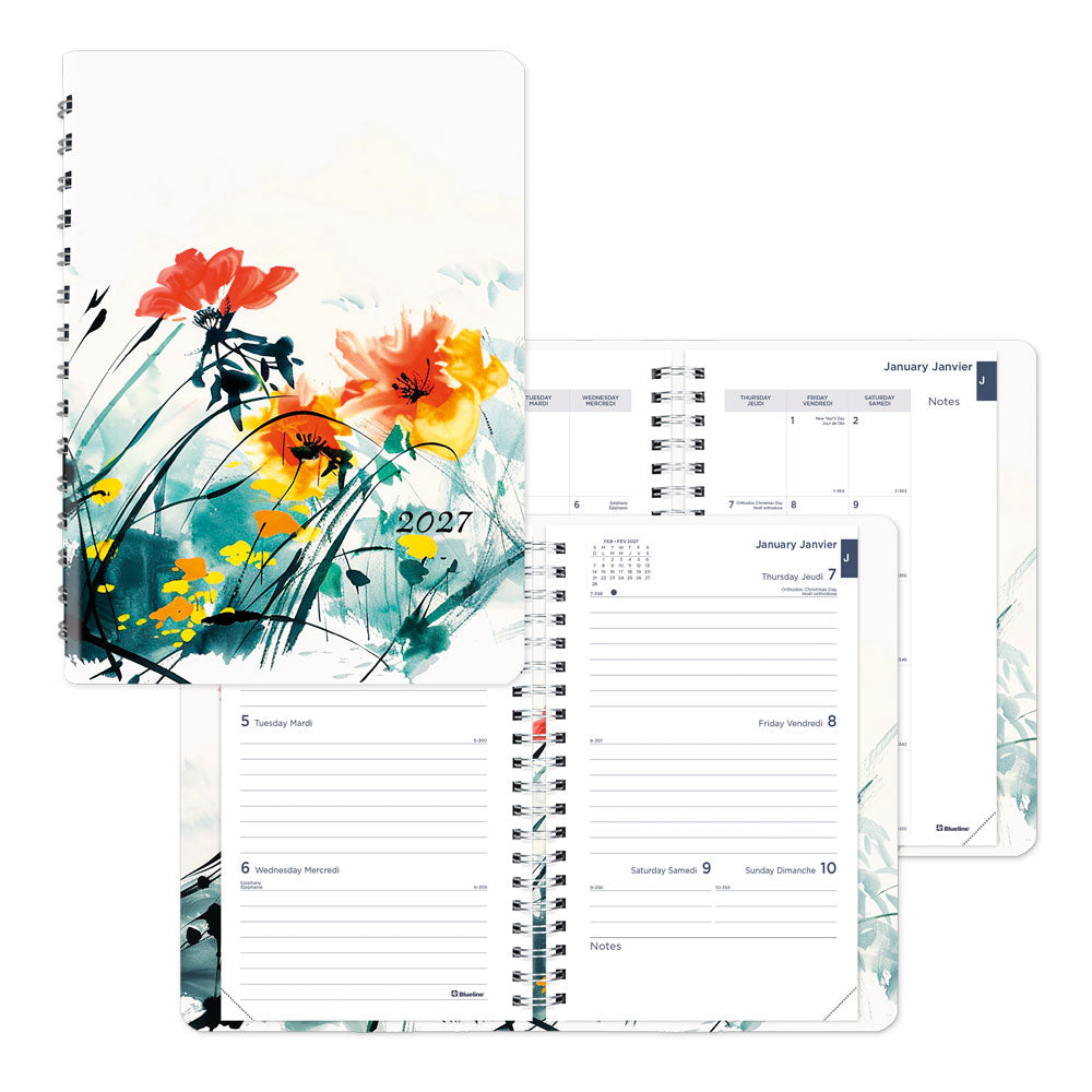 Dramatic Floral Weekly/Monthly Planner, 2027, Bilingual C101BG.01-27 Blueline C101BG.01