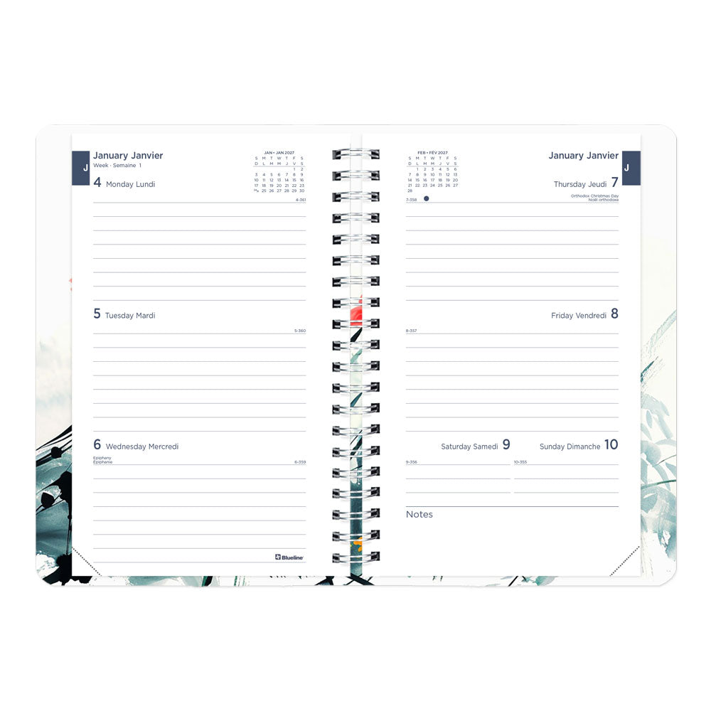 Dramatic Floral Weekly/Monthly Planner, 2027, Bilingual C101BG.01-27 Blueline C101BG.01