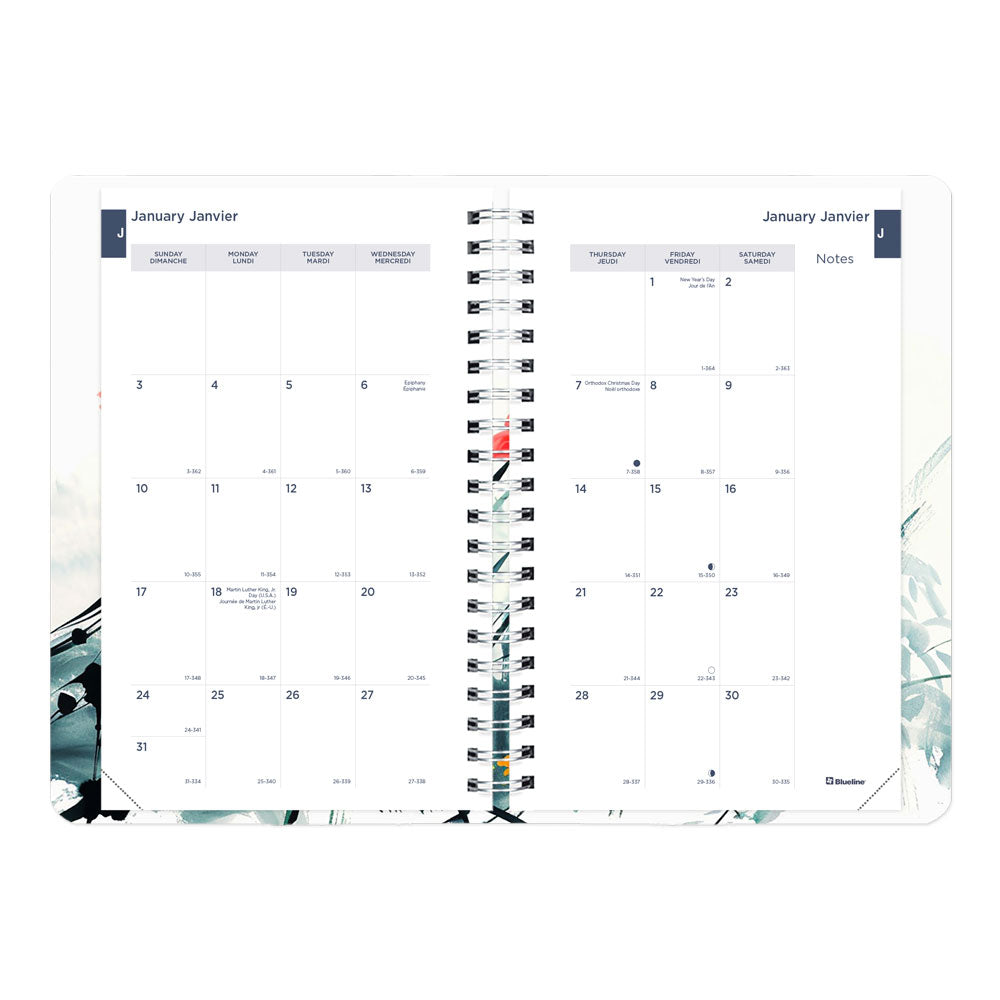 Dramatic Floral Weekly/Monthly Planner, 2027, Bilingual C101BG.01-27 Blueline C101BG.01