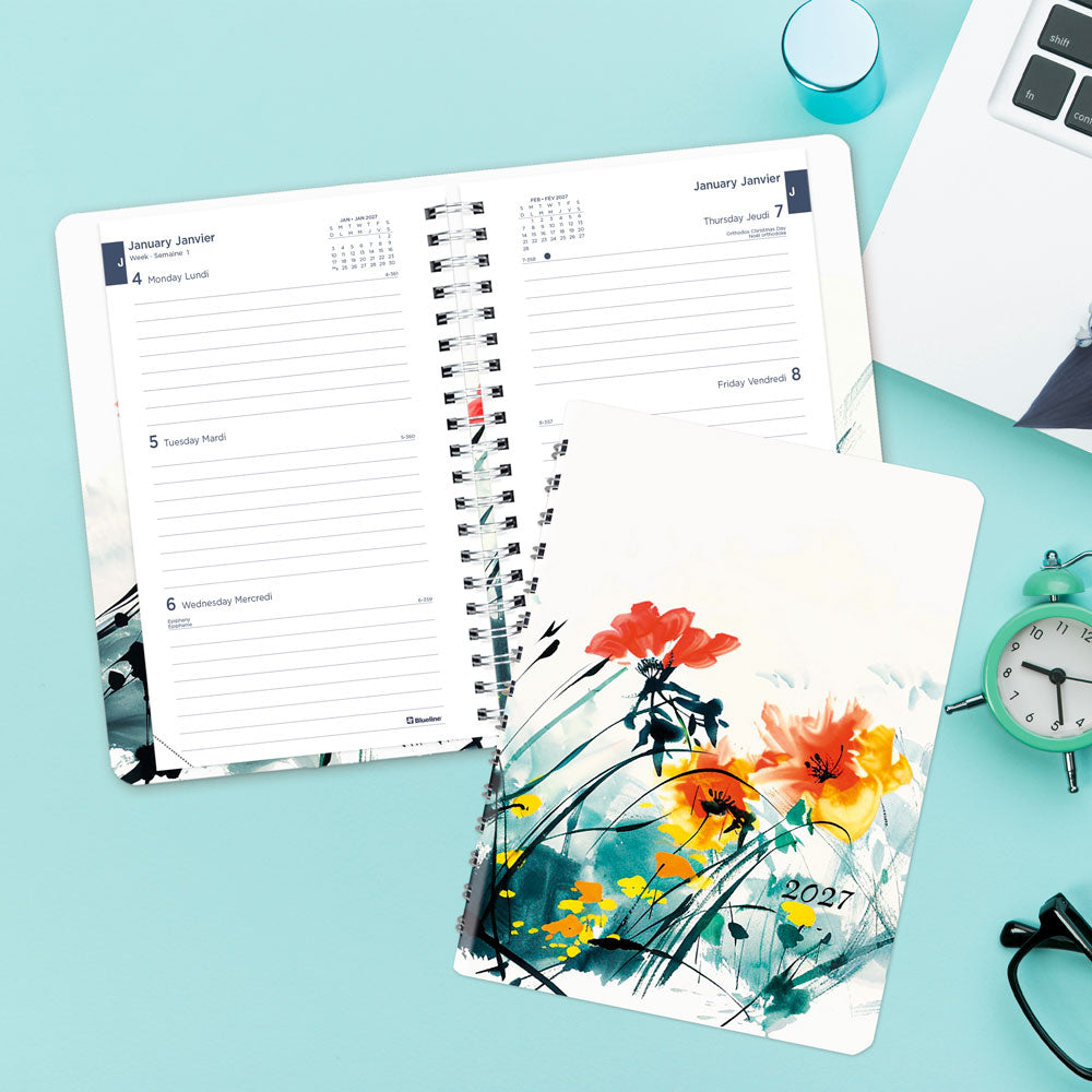 Dramatic Floral Weekly/Monthly Planner, 2027, Bilingual C101BG.01-27 Blueline C101BG.01