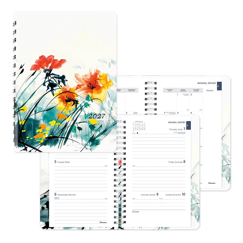 Dramatic Floral Weekly/Monthly Planner, 2027, Bilingual C101BG.01-27 Blueline C101BG.01