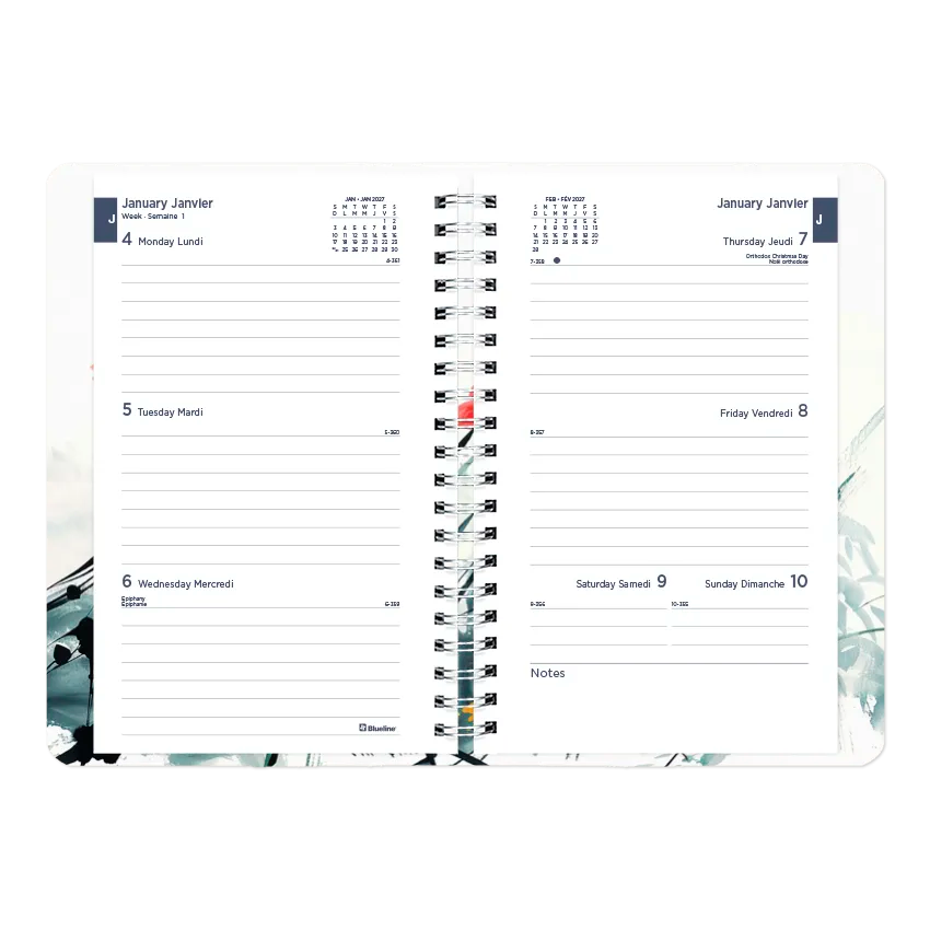 Dramatic Floral Weekly/Monthly Planner, 2027, Bilingual C101BG.01-27 Blueline C101BG.01