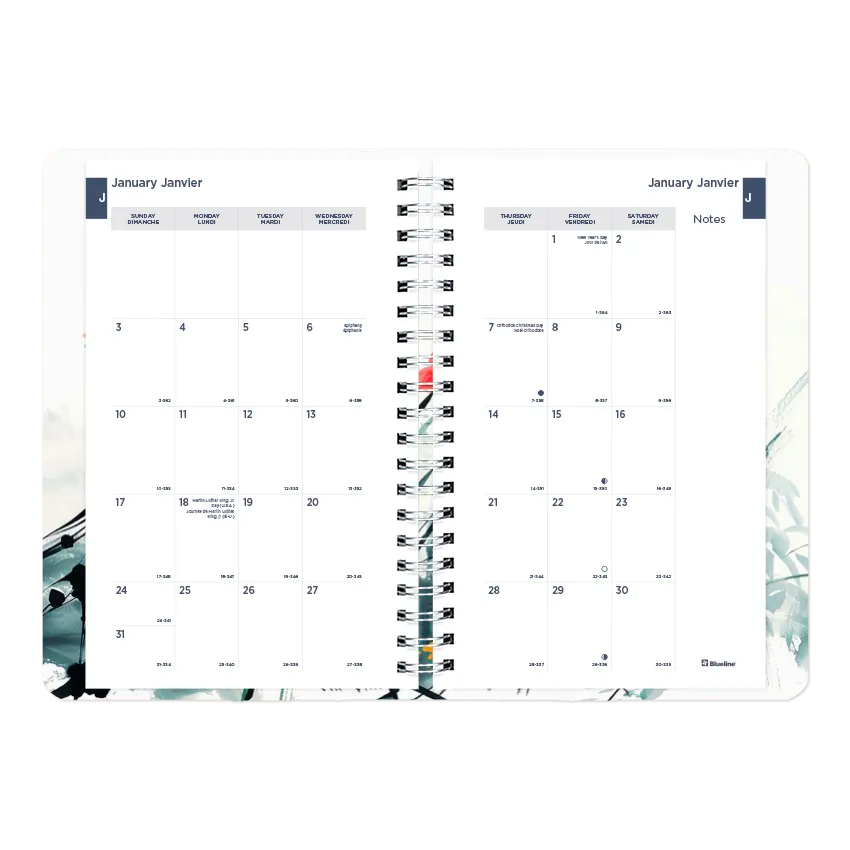 Dramatic Floral Weekly/Monthly Planner, 2027, Bilingual C101BG.01-27 Blueline C101BG.01