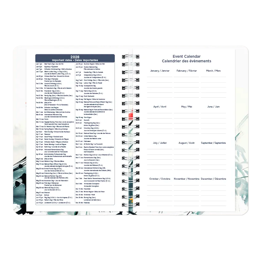 Dramatic Floral Weekly/Monthly Planner, 2027, Bilingual C101BG.01-27 Blueline C101BG.01