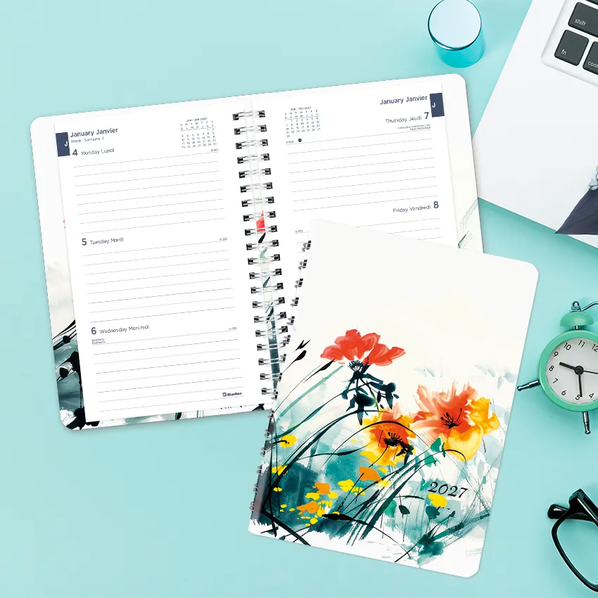 Dramatic Floral Weekly/Monthly Planner, 2027, Bilingual C101BG.01-27 Blueline C101BG.01
