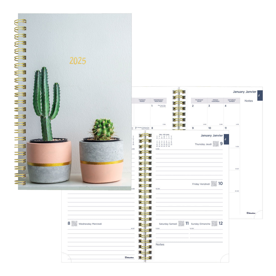 Succulent Plants Weekly/Monthly Planner 2025, Bilingual, C101BPT.01