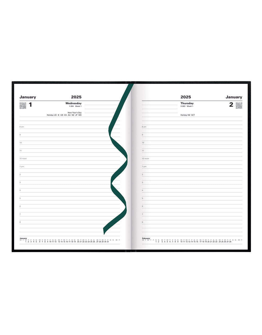 Standard A5 Day to a Page Planner 2025 - English - 25-C10XBK#colour_black