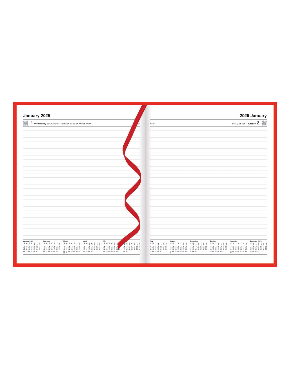 Standard Quarto Day to a Page Planner 2025 - English - 25-C10YBY#colour_red