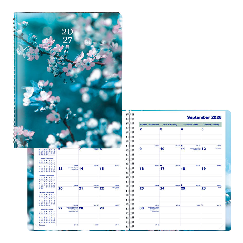 Nature Monthly Planner, 2027 - 16 Months, Bilingual Cherry Blossoms C1200G.03BT-27 Blueline C1200G.03BT #colour_cherry-blossoms