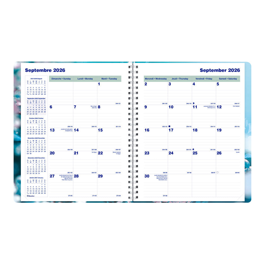 Nature Monthly Planner, 2027 - 16 Months, Bilingual Cherry Blossoms C1200G.03BT-27 Blueline C1200G.03BT #colour_cherry-blossoms