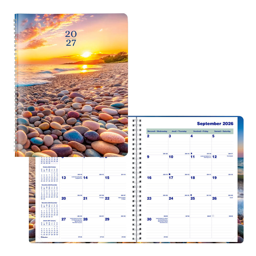 Nature Monthly Planner, 2027 - 16 Months, Bilingual Pebble Beach C1200G.04BT-27 Blueline C1200G.04BT #colour_pebble-beach