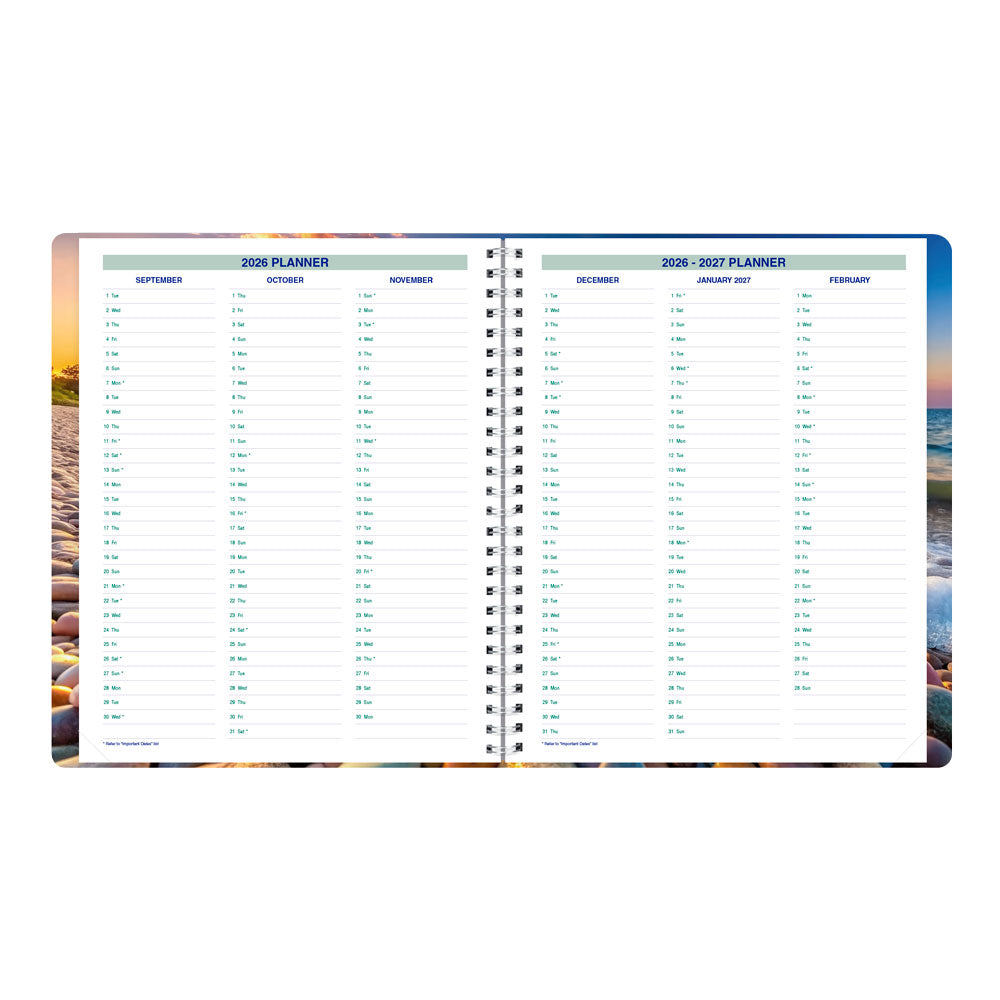 Nature Monthly Planner, 2027 - 16 Months, Bilingual Pebble Beach C1200G.04BT-27 Blueline C1200G.04BT #colour_pebble-beach