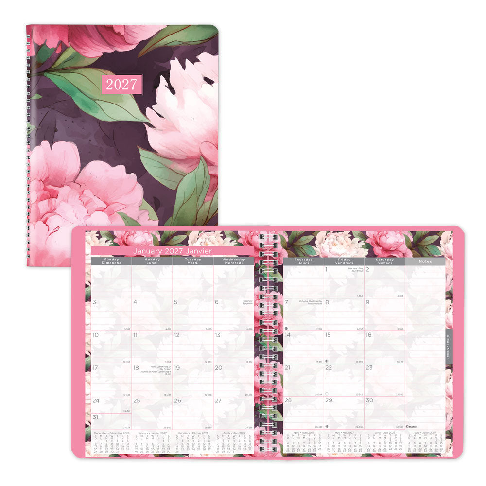 Blueline Pink Monthly Planner, 2027, Bilingual C1219.95BT-27 C1219.95BT