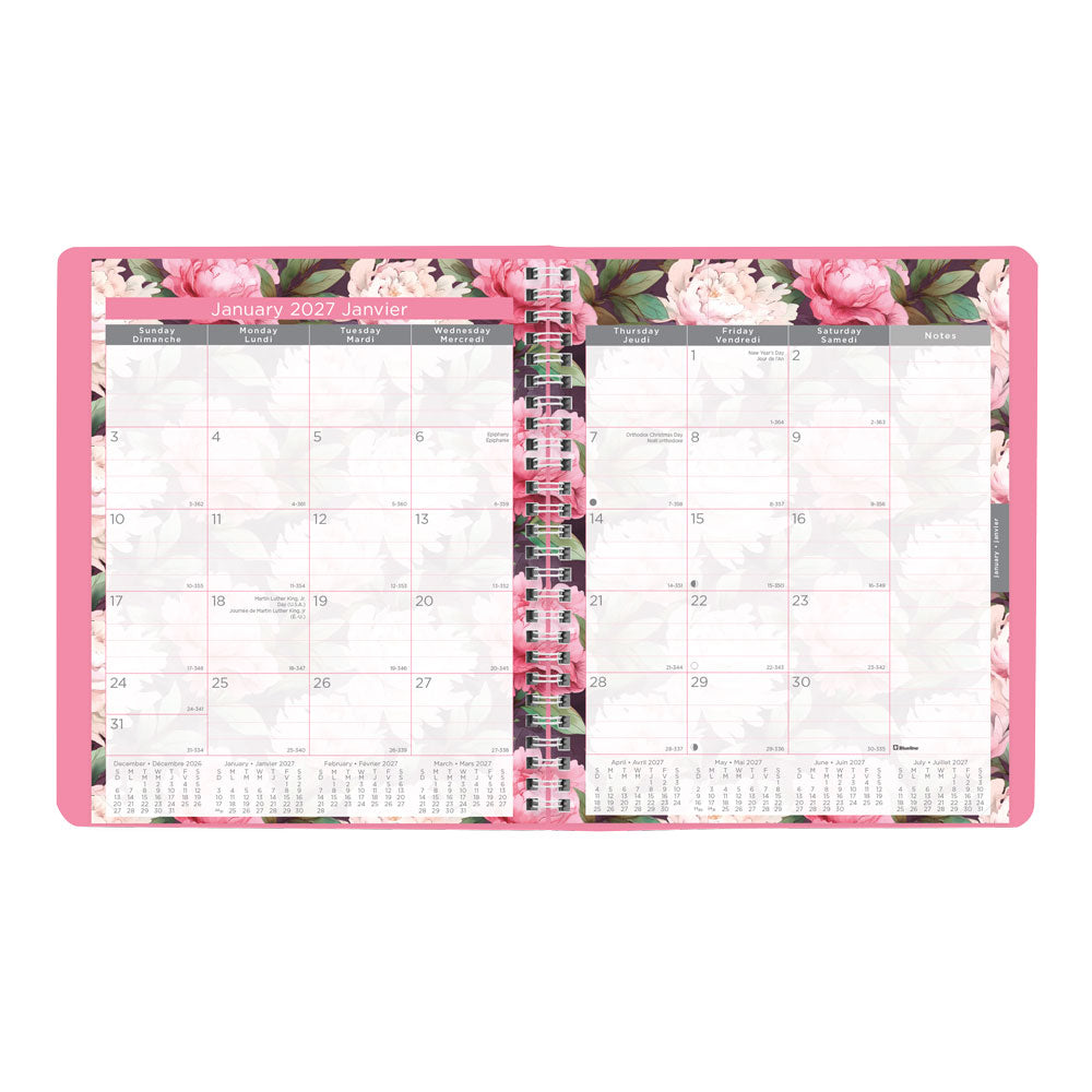 Blueline Pink Monthly Planner, 2027, Bilingual C1219.95BT-27 C1219.95BT