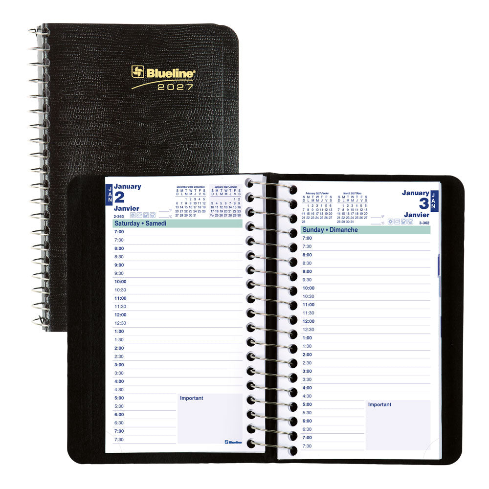 Essential Daily Appointment Book, 2027, Bilingual Black C1501.81BT-27 Blueline C1501.81BT #colour_black