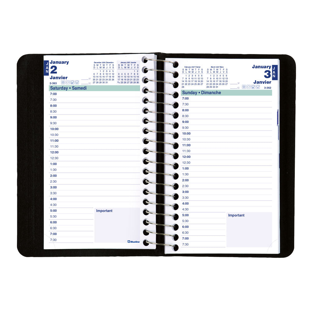 Essential Daily Appointment Book, 2027, Bilingual Black C1501.81BT-27 Blueline C1501.81BT #colour_black