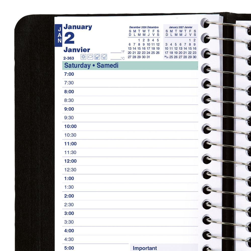 Essential Daily Appointment Book, 2027, Bilingual Black C1501.81BT-27 Blueline C1501.81BT #colour_black