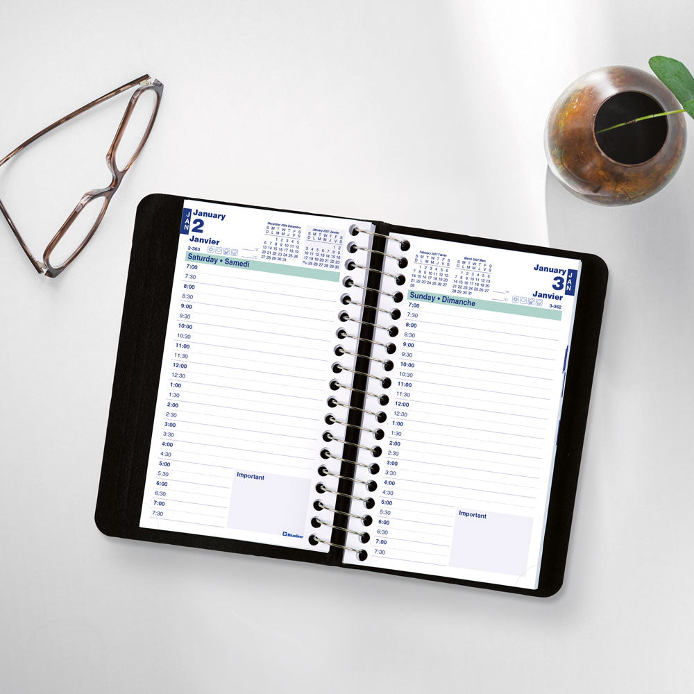 Essential Daily Appointment Book, 2027, Bilingual Black C1501.81BT-27 Blueline C1501.81BT #colour_black