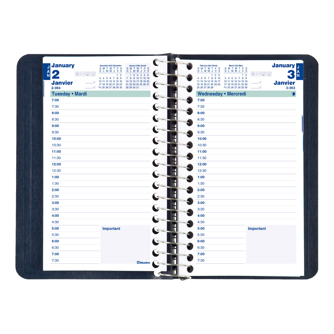 Essential Daily Pocket Planner 2024 Blue#colour_blue