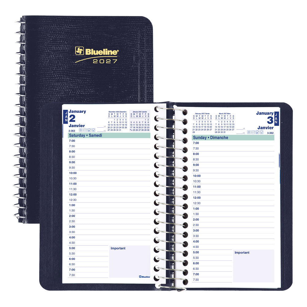 Essential Daily Appointment Book, 2027, Bilingual Blue C1501.82BT-27 Blueline C1501.82BT #colour_blue
