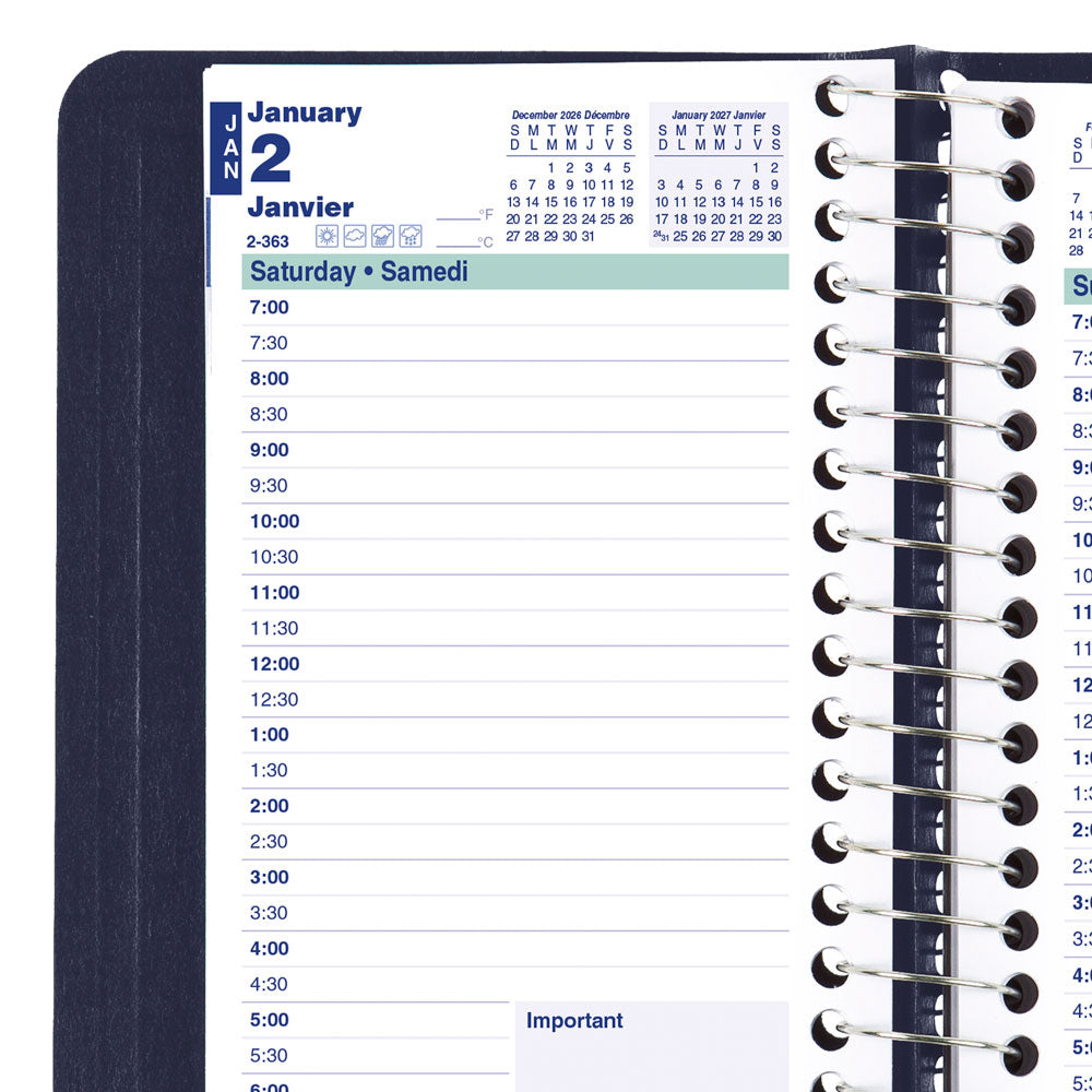 Essential Daily Appointment Book, 2027, Bilingual Blue C1501.82BT-27 Blueline C1501.82BT #colour_blue