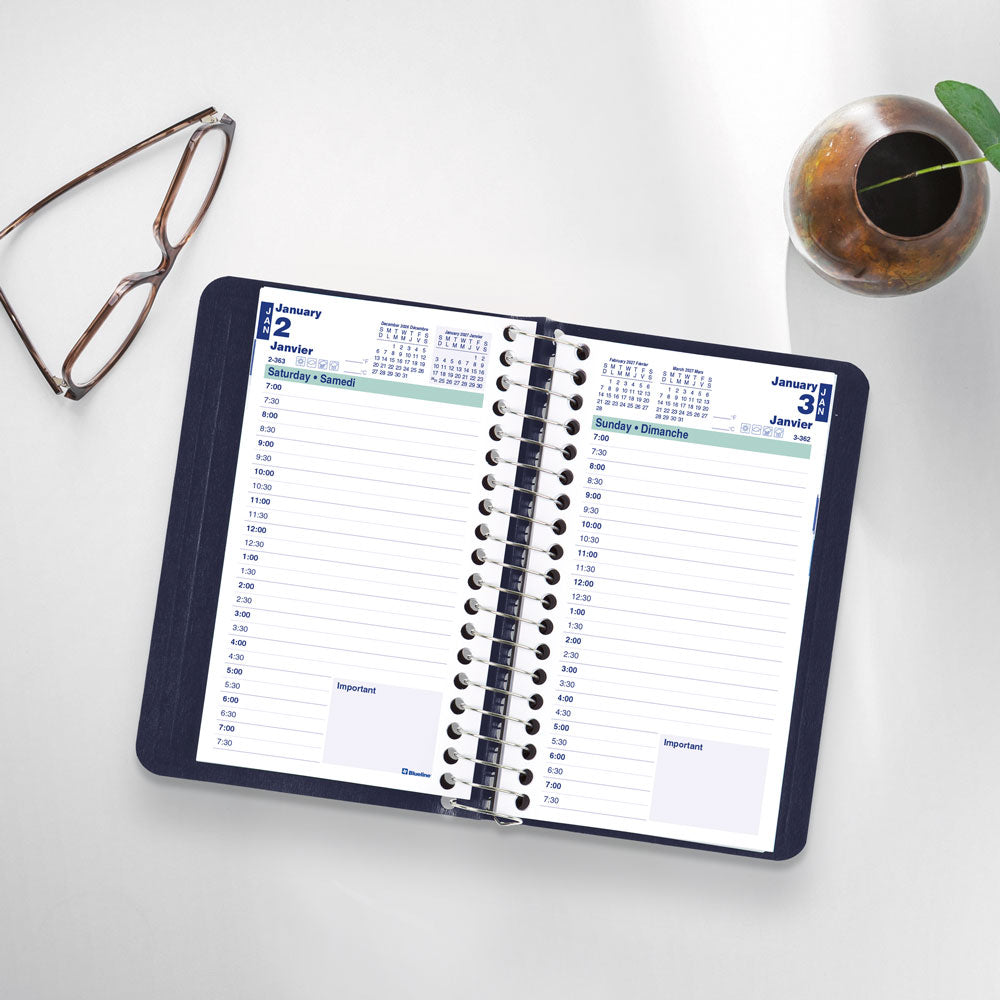 Essential Daily Appointment Book, 2027, Bilingual Blue C1501.82BT-27 Blueline C1501.82BT #colour_blue